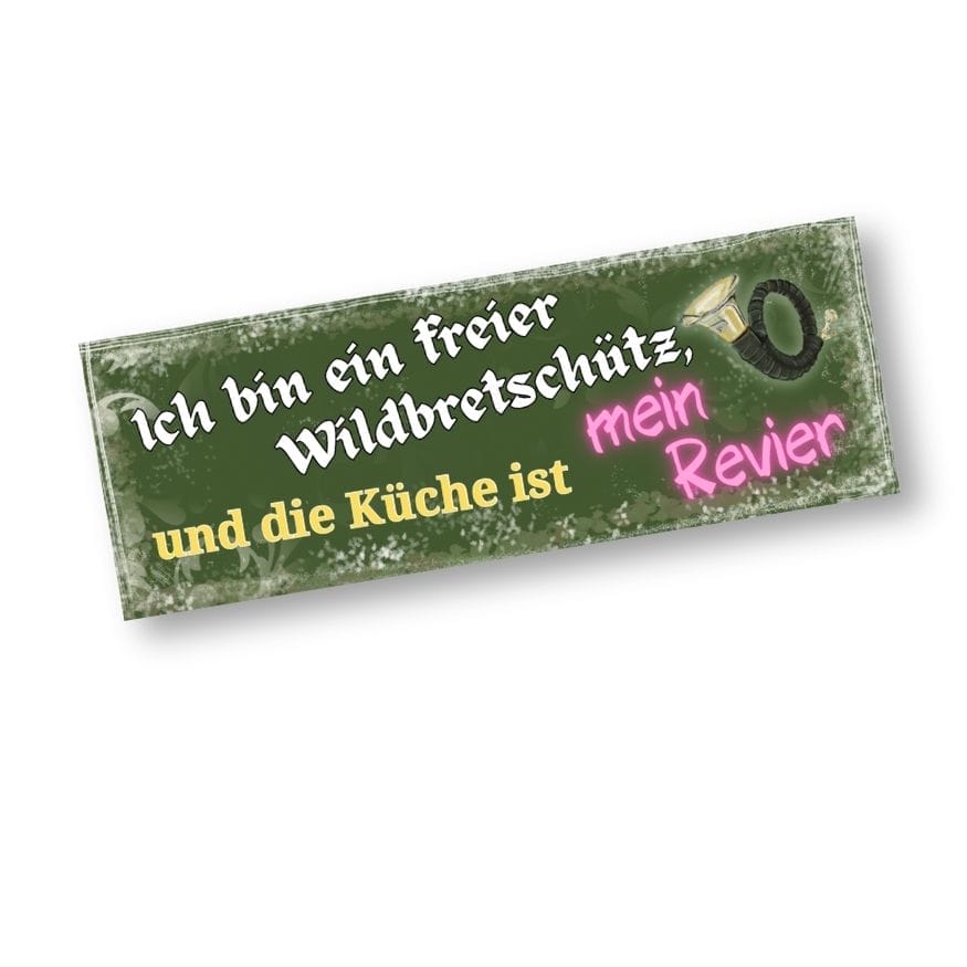 grüner magnet-stiker mit lustigem jagdlichen Spruch